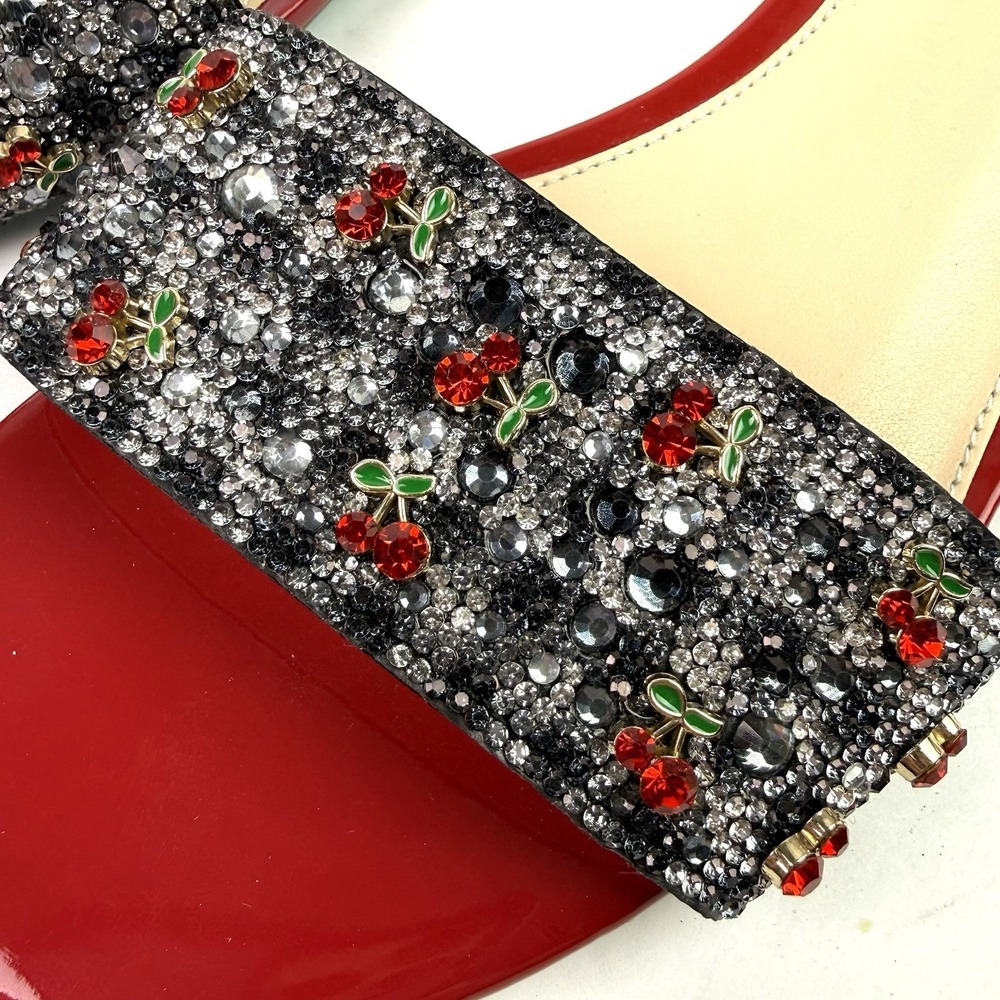 Betsey Johnson Sunny Shoes 8.5 Rhinestone Crystal Glass Cherry Heels Brand New - Picture 4 of 12